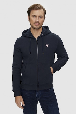 Guess Erkek Gj İnce Fermuar Kapüşonlu Sweatshirt - Lacivert Lacivert