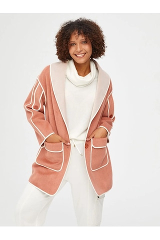 Faik Sönmez Oversize Midi Kaban - Minimalist Tasarım Somon