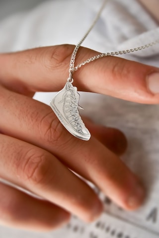 Papatya Silver 925 Ayar Gümüş Plaka Ayakkabı Lavce Zincir Kolye