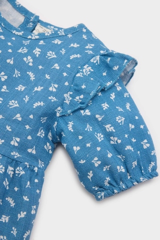 DeFacto Kız Bebek Desenli Kısa Kollu Flamlı Poplin Elbise E5809A525SPBE88 Mavi