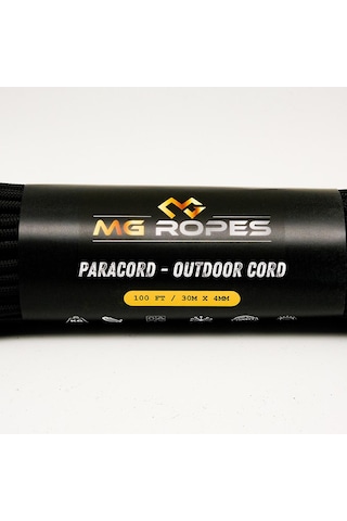Polyester Paracord İp 4 Mm Siyah 30 Metre