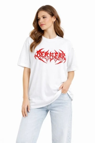 De'charme Baskılı T-shirt Yazlık Kısa Kol Bisiklet Yaka Rahat Kalıp Tişört - Beyaz