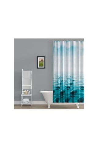Tropik Home Duş Perdesi Küf Tutmaz Polyester Kumaş Banyo Perdesi Tek Kanat Banyo Dekorasyon Perdesi 180x200 Cm Mavi Çok Renkli