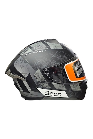 Beon B507 Full Face Kapalı Motosiklet Kaskı Gri - Siyah