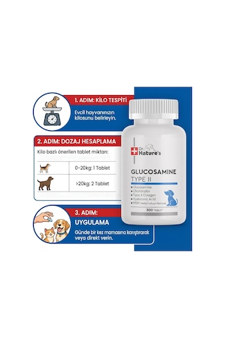 Dr. Nature's Dog Glucosamine Type II  Köpek Besin Takviyesi 300 Tablet