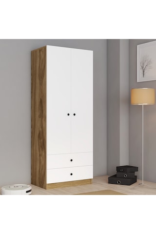 Ferniso Mobilya 2 Kapılı 2 Çekmeceli Gardolap Beyaz-ud