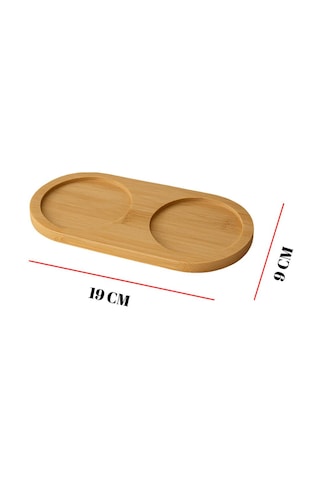 Bambu Yağdanlık Altlığı Çift Yuvalı 9x19 Cm Ahşap