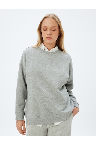 Koton Basic Sweatshirt Bisiklet Yaka Uzun Kollu Rahat Kalıp Gri 5sak10053ek Gri