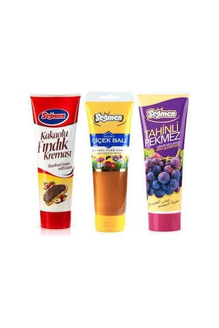 Seğmen Tahinli Pekmez, Süzme Çiçek Balı Ve Kakaolu Fındık Ezmesi 3'lü Tüp