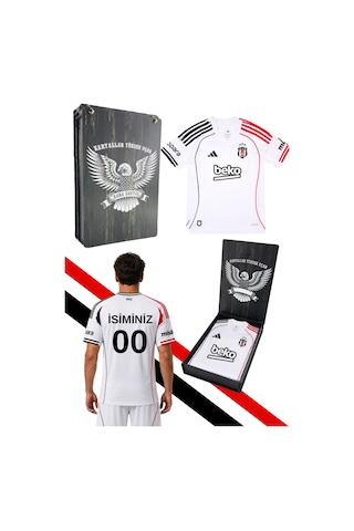 Lisanslı Adidas Beşiktaş Forma 25-26 Sezon Beyaz Forma Lazer Veya Uv Kutulu Kişiye Özel