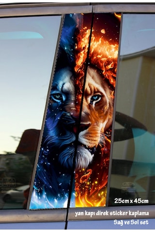 Ormanlar Kralı Aslan Sticker Yan Kapı Direk Kaplama 2li Sol Sağ Takım Yapıştırma Ormanlar Kralı Aslan Sticker Yan Kapı Direk Kaplama 2li Sol Sağ Takım Yapıştırma