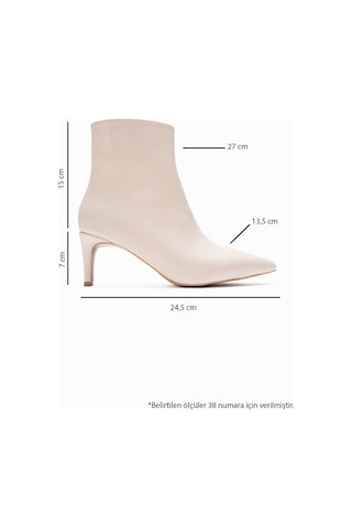 Luvishoes Noya Bej Cilt Sivri Burun Kadın İnce Topuklu Bot Bej