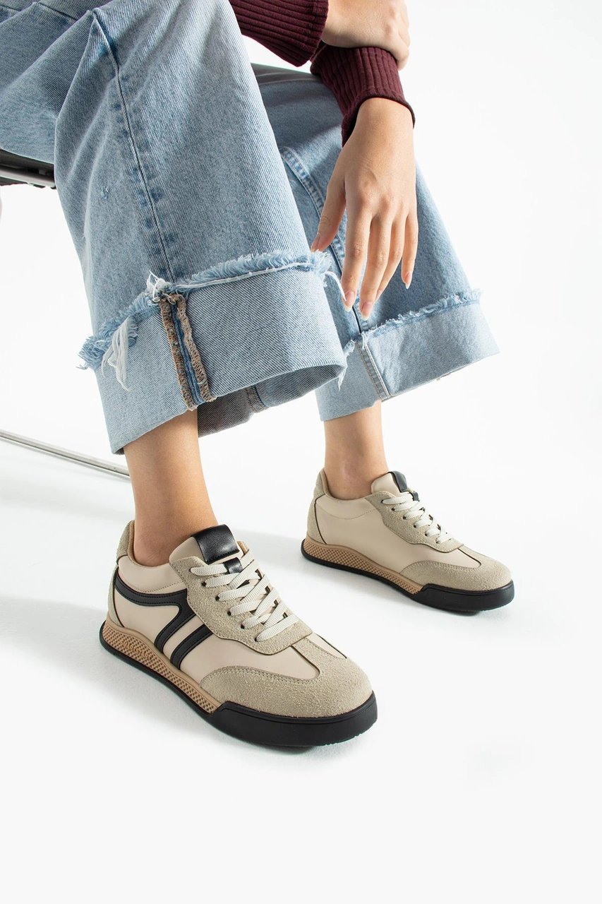 Tivana Kadın Sneaker Bağcıklı Spor Ayakkabı Tera - Bej Bej