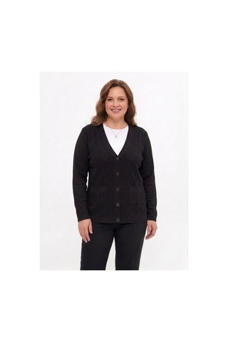 Onno Style Women Çelik Örgü Klasik Jakarlı Ceket Siyah