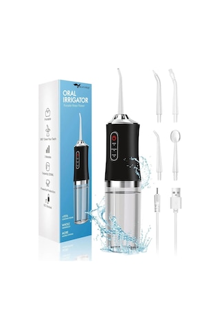 Valkyrie Şarj Edilebilir 4 Başlıklı Taşınabilir Diş Protez Bakım Ve Ağız Duşu Yüksek Kapasite Siyah