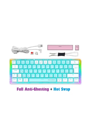 Mx-1 Mekanik Klavye Rgb Red Switch Türkçe Oyuncu Klavyesi Beyaz Mini Klavye Kablolu