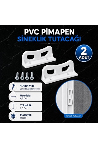 Lexroo 2 Adet Pimapen Pvc Pencere Kapı Sineklik Kolu Plastik L Tipi Tutucu Tutamağı Standart