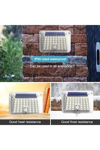 Tongxida Led Güneş Enerjili Duvar Lambası, Dış Mekan İçin, Hareket Algılama, Su Geçirmez, 6000-7000k Beyaz Işık, 90 Led, 1200m
