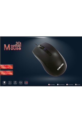 3d Kablolu 1000 Dpı Ev Ofis Optik Mouse Fare C-17 Çok Renkli