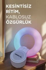 Bluetooth Hoparlör Rgb Işıklı Kablosuz Speaker D65 Beyaz