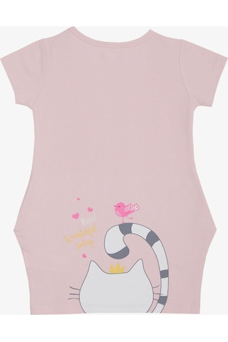 Breeze Kız Çocuk Tunik Elbise Dostluk Temalı Prenses Kedicik Baskılı 1.5-5 Yaş, Pembe-pembe Pembe