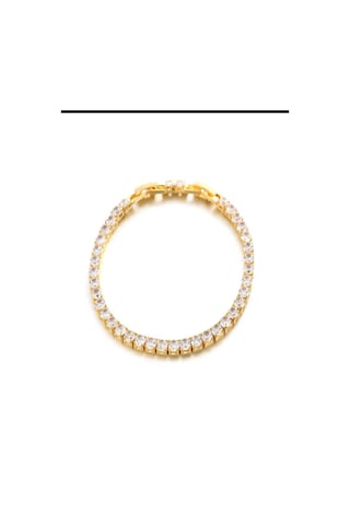 Kadın Zirkon Taşlı Gold Renk Çelik Su Yolu Bileklik-4mm Gold