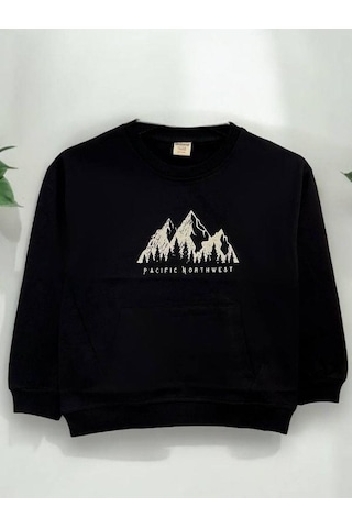 Zekids Erkek Çocuk Northwest Baskılı İnce Sweat-14276 Siyah