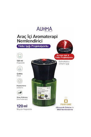 Auhma Af-07 Araç İçi Hava Nemlendirici & Koku Makinesi Chanel Esansı 120ml Aromaterapi Difüzör Araç Kokusu