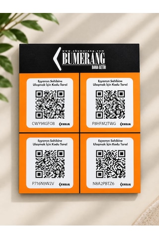 Ebumerang E-bumerang Akıllı Qr Kodlu Valiz Ve Bagaj Etiketi 4'lü Paket Beyaz - Siyah