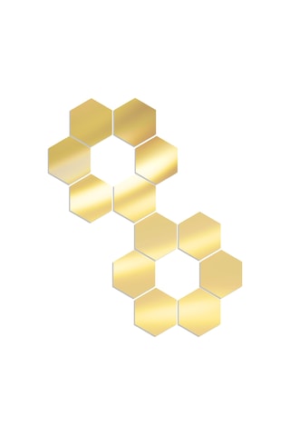 Qingmipy 12 Adet Çıkarılabilir Dekoratif Ayna Çıkartması - Yatak Odası, Banyo Ve Salon İçin Dıy Hexagon Duvar Sticker Altın