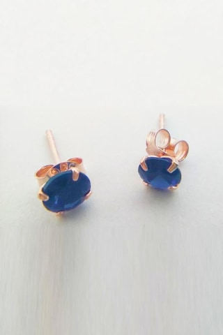 Safir Rengi Taş Küçük Gümüş Küpe