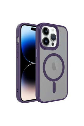 Apple Uyumlu iPhone 12 Pro Max Kılıf Magsafe Özellikli Ve Şerit Renkli Premium Tpu Silikon Kapak Ryc/flet Derin Mor