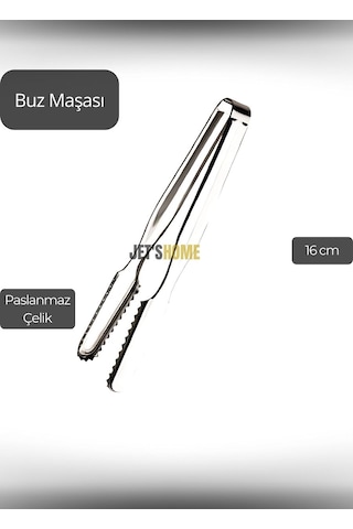 Buz Maşası Paslanmaz Buz Kaşığı Çelik İnox 16 Cm Metalik Gri