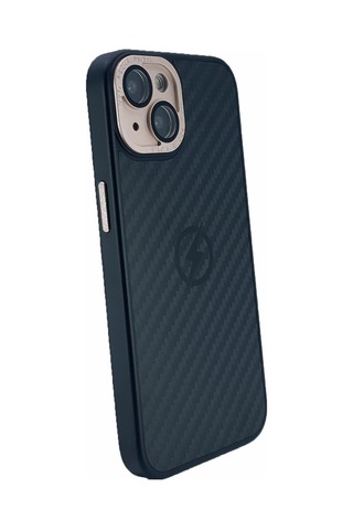 Apple Uyumlu iPhone 14 Grand Karbon Seri Arka Koruma Kılıf Siyah