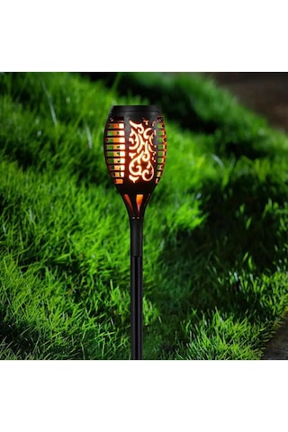 Gaman Alev Efektli Bahçe Aydınlatma Lambası 1 Adet Saplamalı Led Meşale Otomatik Solar Güneş Enerjili ANTRASİT