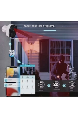 Kablosuz Wi-fi Güvenlik Kamerası Fhd 1080p, Bataryalı, Pır Hareket Algılama, İki Yönlü Ses