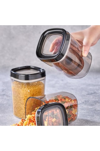 Ceronni Bonny Erzak Saklama Kabı 12li Set 1,8 Lt 1 Lt 600 Ml Siyah Siyah