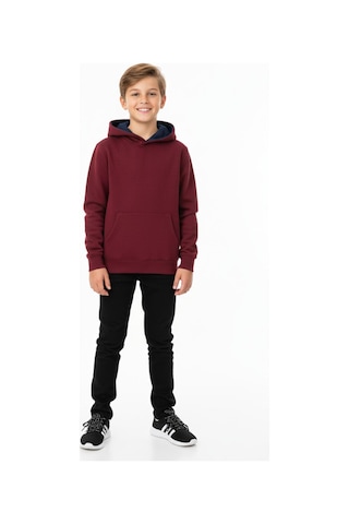 Erkek Çocuk Bordo Kapüşonlu Cepli 3 İplik Sweatshirt Bgl-st05002 Bordo