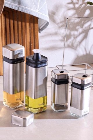 Cubıc 4'lü Standlı Yağlık-sirkelik Takımı Seffaf Şeffaf