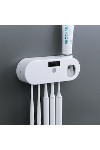 Novahub Akıllı Diş Fırçası Tutucu Beyaz, Otomatik Diş Macunu Sıkacağı Kutusu Beyaz