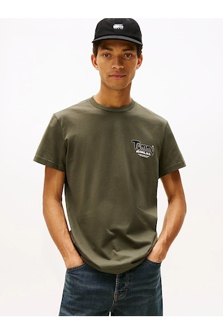 Tommy Hilfiger Tjm Slım Font Play Tee Erkek Yeşil T-shirt - Dm0dm22049