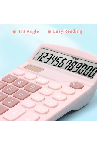 Singree Mavi, Pembe Veya Siyah Renk Seçenekli, Büyük Lcd Ekranlı, Pil Ve Güneş Enerjili Taşınabilir Hesap Makinesi Pembe