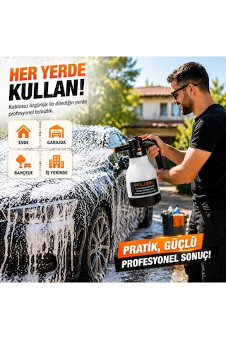 Polham Yeni Nesil 2l Şarjlı Otomatik Basınçlı Araç Yıkama Köpük Püskürtücü, Araç, Jant, Bahçe Yıkama Pompası Beyaz