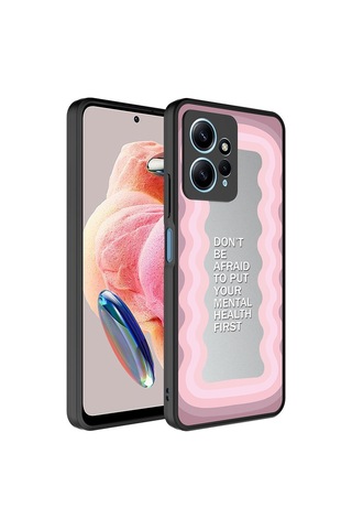 Xiaomi Uyumlu Redmi Note 12 4g Kılıf Aynalı Desenli Kamera Korumalı Parlak Zore Mirror Kapak