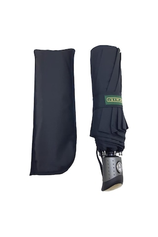 Baginn Snotline-April Erkek Şemsiye Çanta Boy Siyah Renk 10 Telli Tam Otomatik Tek Tuşla Açma-Kapama Siyah