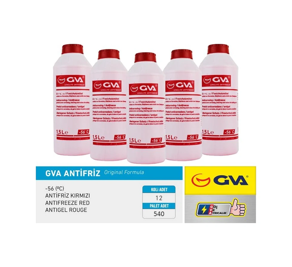 Antifriz 1.5 Lt -56 C Kırmızı Long Life Kolı 12 Ad Organık 12 Adet