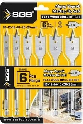 Sgs 6 Parça Bits Saplı Ahşap Yaprak Matkap Ucu Seti Sgs1480