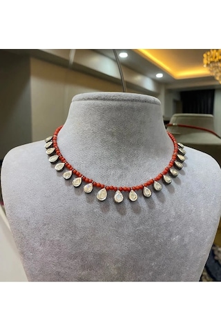 Mercan Ve Elmas Tasarım Kolye 319