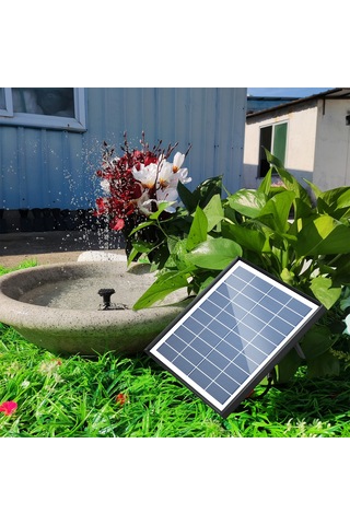 Lemestar 6 Nozzle Güneş Enerjili Çeşme Pompası - 1500mah Pil, Bahçe & Akvaryum İçin Otomatik Su Fıskiyesi 45cm Yükseklik