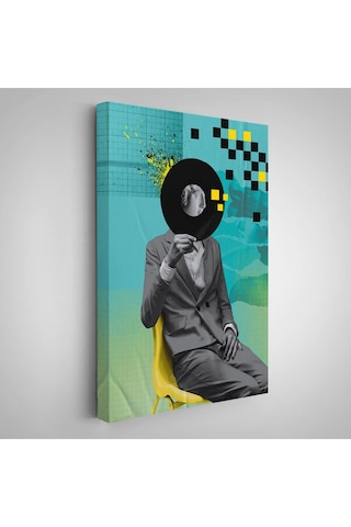 Miyrem^ Canvas Serie Plak Kafalı Adam Pop Art Tablosu-7877